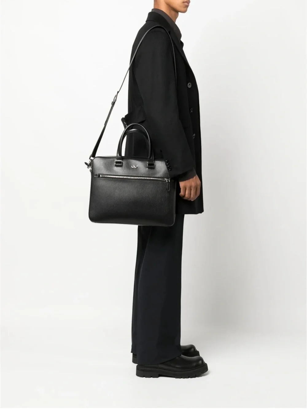 FERRAGAMO Revival Double Gancio Leather Briefcase